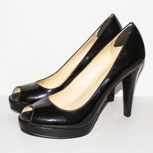 Calvin Klein Patent Leather Peep Toe Black